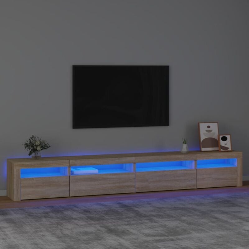 Vidaxl - Meuble tv avec lumières led Chêne sonoma 270x35x40 cm