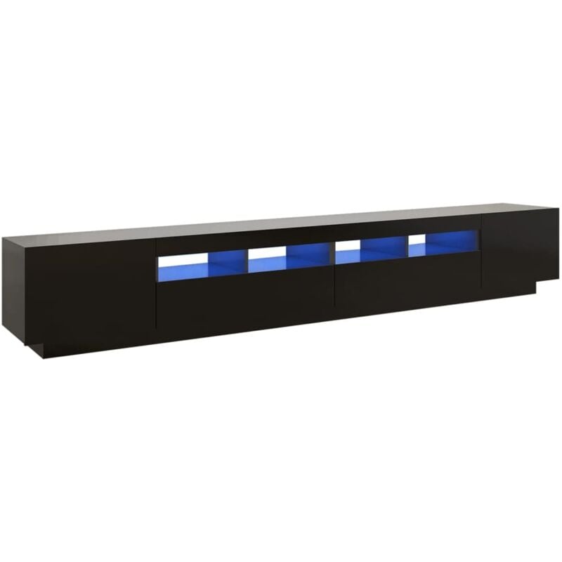 Meuble tv avec lumières led, Étagère tv, Meuble de Salon, Noir 260x35x40 cm OIB5902E - Noir