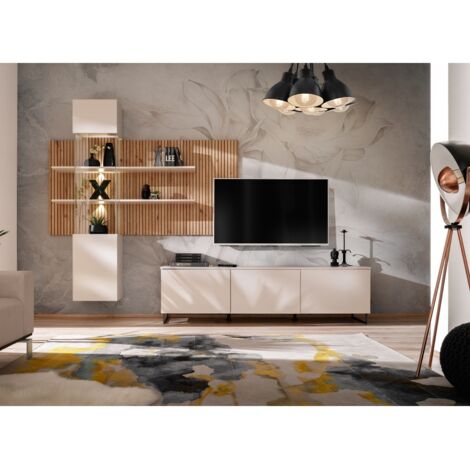 Meuble TV avec panneau mural en bois TRIPOLI