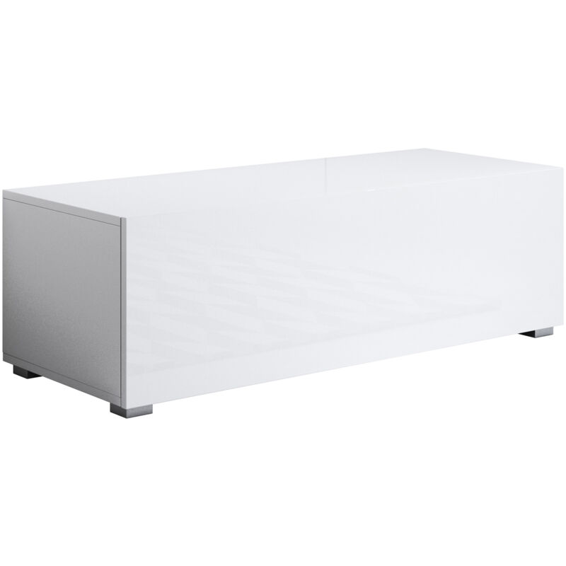 Muebles Bonitos - Meuble tv avec pieds 2cm 1 porte Meuble tv de salon 100 x 32 x 40cm Modèle Luke H1 Blanc Finition brillante