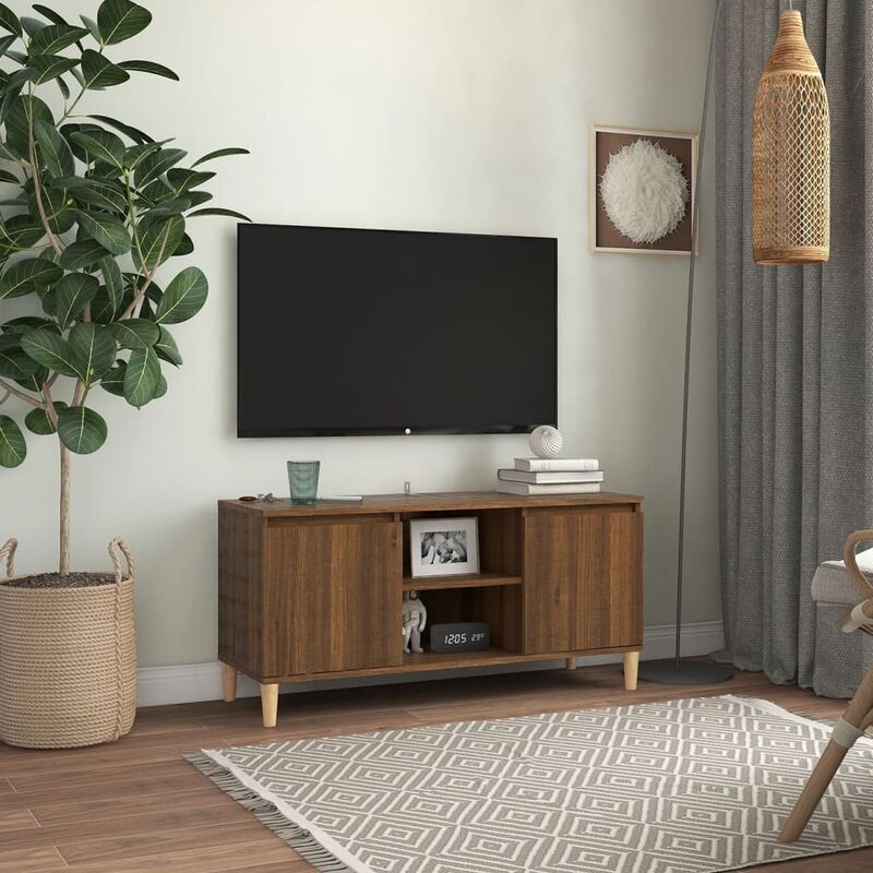 Vidaxl - Meuble tv avec pieds en bois massif Chêne marron 103,5x35x50 cm