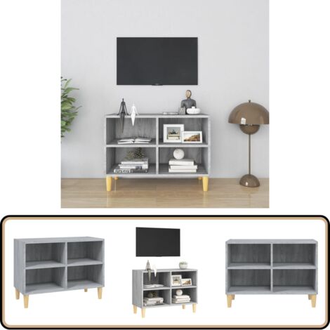 Meuble TV avec pieds en bois massif Sonoma gris 69,5x30x50 cm - Meuble Tv - Meuble Audio - Rangement Tv - Meuble Scandinaves - Meuble Salon