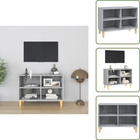 Meuble TV avec pieds en bois massif Sonoma gris 69,5x30x50 cm - Meuble Tv - Meuble Audio - Rangement Tv - Meuble Scandinaves - Meuble Salon
