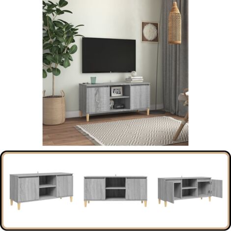 Meuble TV avec pieds en bois solide Sonoma gris 103,5x35x50 cm - Meuble Tv - Meuble Téléviseur - Meuble Scandinaves - Meubles Salon - Rangement Media