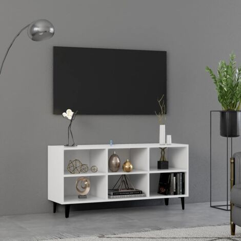 Meuble TV avec pieds en métal Blanc 103,5x30x50 cm vidaXL