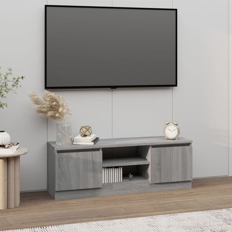 Vidaxl - Meuble tv avec porte Sonoma gris 102x30x36 cm