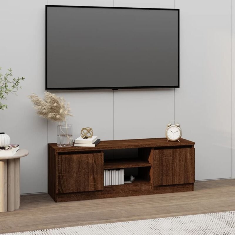 Vidaxl - Meuble tv avec porte Chêne marron 102x30x36 cm