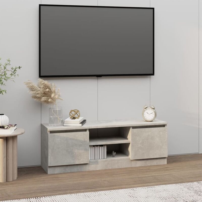 Meuble tv avec porte Gris béton 102x30x36 cm Vidaxl
