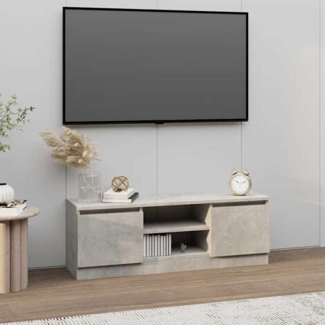 Meuble TV avec porte, Banc TV, Support de Télévision, Meuble TV de salon Gris béton 102x30x36 cm YHJ90921
