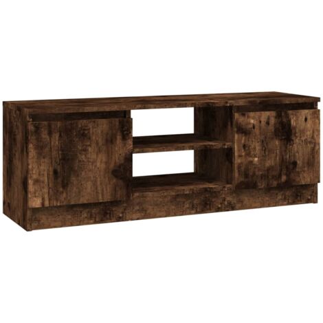 Meuble TV avec porte Chêne fumé 102x30x36