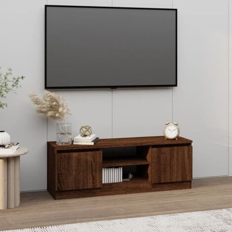 Meuble TV avec porte Chêne marron 102x30x36 cm vidaXL