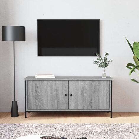 Meuble TV avec portes, Banc TV, Support de Télévision, Meuble TV de salon sonoma gris 102x35x45cm bois d'ingénierie YHJ74645