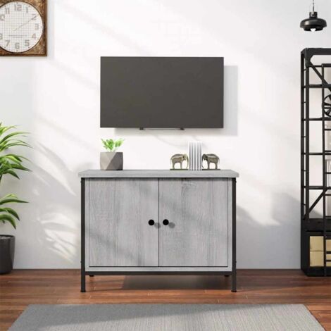 Meuble TV avec portes, Banc TV, Support de Télévision, Meuble TV de salon sonoma gris 60x35x45 cm bois d'ingénierie YHJ25266