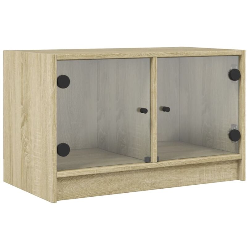 Vidaxl - Meuble tv avec portes en verre chêne sonoma 68x37x42 cm