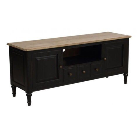 Meuble tv avec rangements - Bois - Noir - Interior's