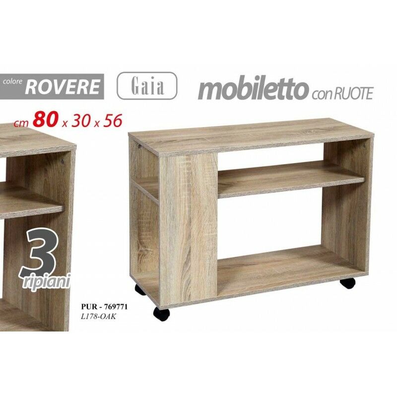 Meuble TV avec roulettes grises cm 80 x 30 x 56 h