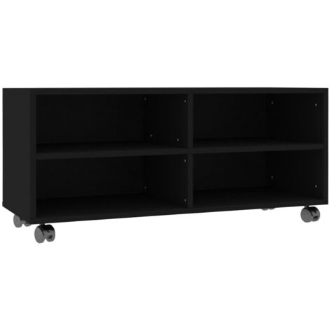 Meuble TV avec roulettes Noir 90x35x35 cm Bois d'ingénierie vidaXL