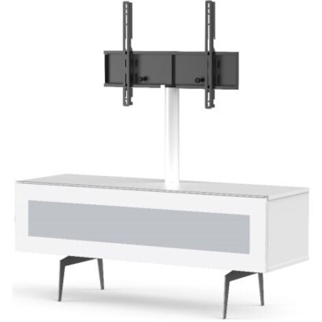 Meuble TV avec support écran verre infrarouge et mélaminé blanc Sarama 120 cm