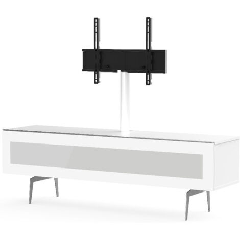 Meuble TV avec support écran verre infrarouge et mélaminé blanc Sarama 160 cm
