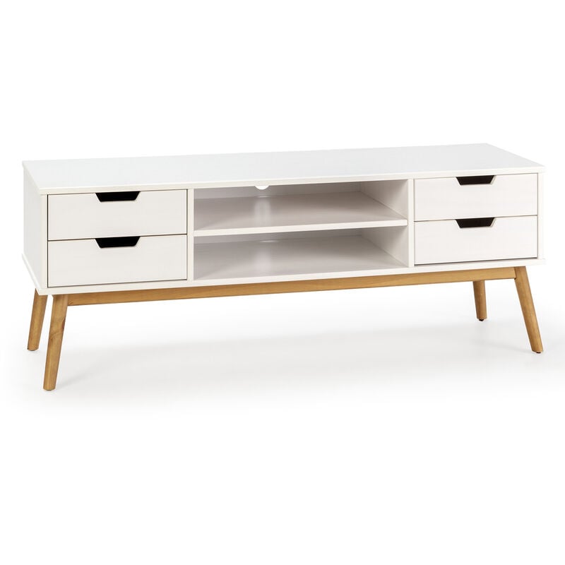 Vs Venta-stock - Meuble tv Baku 1 porte et 2 tiroir couleur blanc, 140 cm