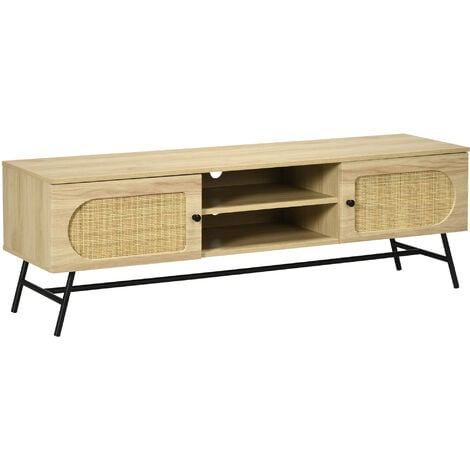 Banc d'entrée en bois massif avec rangement rotin marron - Nordlys -  Cdiscount Maison