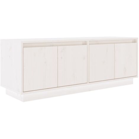 Meuble TV  Banc TV Armoire de rangement Blanc 110x34x40 cm Bois de pin massif 30988