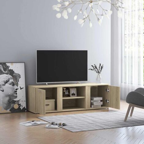 Meuble TV  Banc TV Armoire de rangement Chêne sonoma 120x34x37 cm Aggloméré 85951