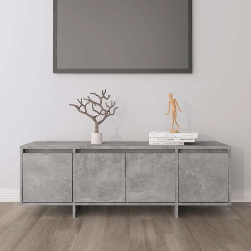 Meuble TV Banc TV Armoire de rangement Gris béton 120x30x40,5 cm Aggloméré 79954