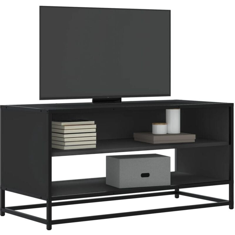Maisonchic - Meuble tv, Banc tv, Armoire de rangement noir 91x40x46 cm bois d'ingénierie et métal FR612634 design in