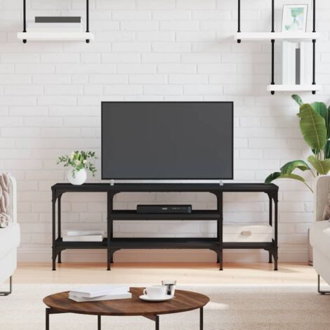 Meuble TV, Banc TV, Armoire de rangement noir 121x35x45 cm bois d'ingénierie et fer FR739415 DESIGN IN