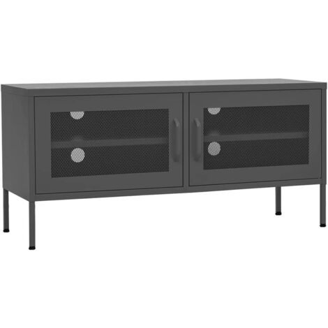 Meuble TV  Banc TV  Armoire TV Anthracite 105x35x50 cm Acier