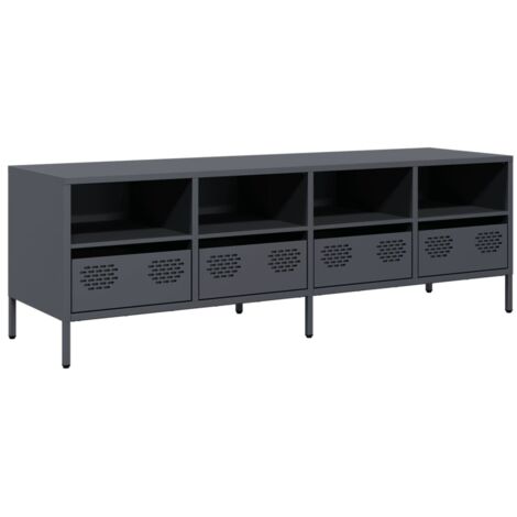 Meuble TV  Banc TV  Armoire TV anthracite 135x39x43,5 cm acier laminé à froid