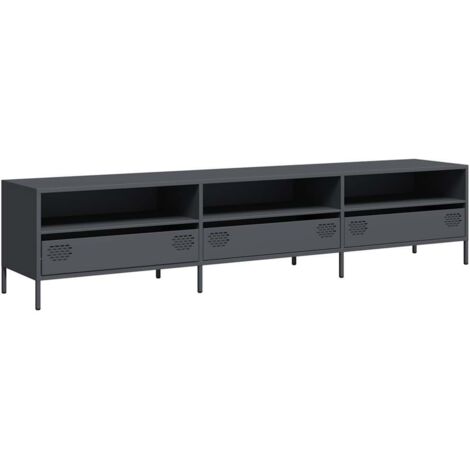 Meuble TV  Banc TV  Armoire TV anthracite 202x39x43,5 cm acier laminé à froid
