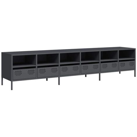 Meuble TV  Banc TV  Armoire TV anthracite 202x39x43,5 cm acier laminé à froid