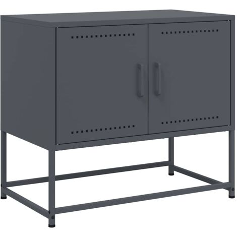 Meuble TV  Banc TV  Armoire TV anthracite 68,5x39x60,5 cm acier