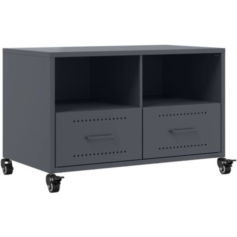 Meuble TV  Banc TV  Armoire TV anthracite 68x39x43,5 cm acier
