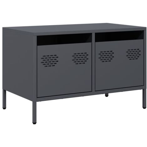 Meuble TV  Banc TV  Armoire TV anthracite 68x39x43,5 cm acier laminé à froid