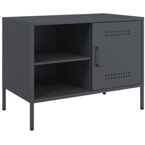 Meuble TV  Banc TV  Armoire TV anthracite 68x39x50,5 cm acier