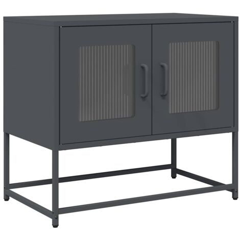 Meuble TV  Banc TV  Armoire TV anthracite 68x39x60,5 cm acier laminé à froid