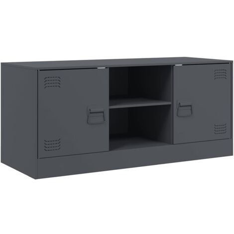 Meuble TV  Banc TV  Armoire TV anthracite 99x39x44 cm acier