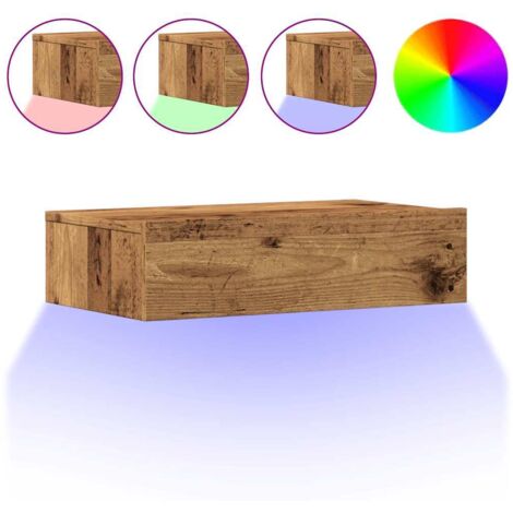 Meuble TV  Banc TV  Armoire TV avec éclairage LED vieux bois 60x35x15,5 cm