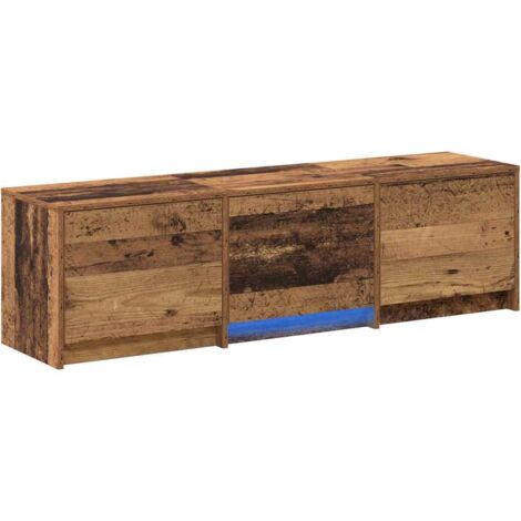 Meuble TV  Banc TV  Armoire TV avec LED avec bandes LED Bois ancien 140 x 34 x 40 cm