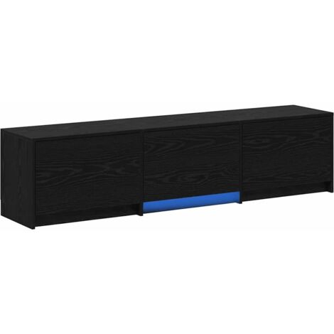 Meuble TV  Banc TV  Armoire TV avec LED avec bandes LED Chêne Noir 165 x 34 x 40 cm