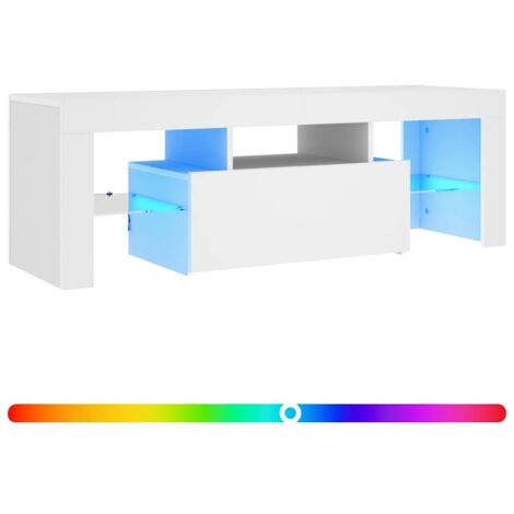 Meuble TV  Banc TV  Armoire TV avec lumières LED Blanc 120x35x40 cm