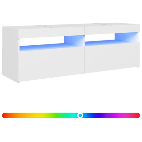 Meuble TV  Banc TV  Armoire TV avec lumières LED blanc 120x35x40 cm