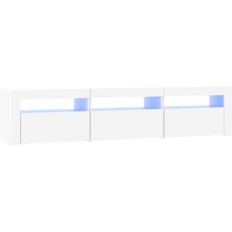Meuble TV  Banc TV  Armoire TV avec lumières LED Blanc 180x35x40 cm