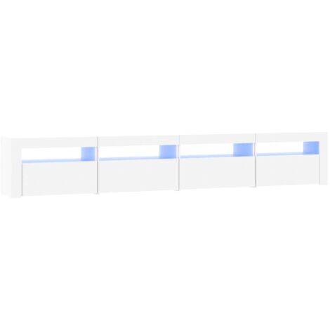 Meuble TV Banc TV Armoire TV avec lumières LED Blanc 240x35x40 cm