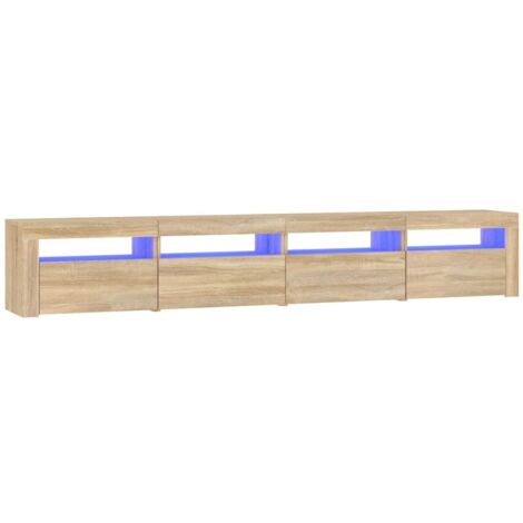 Meuble TV Banc TV Armoire TV avec lumières LED Chêne sonoma 240x35x40 cm
