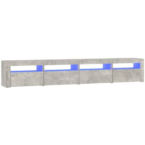 Meuble TV Banc TV Armoire TV avec lumières LED Gris béton 240x35x40 cm