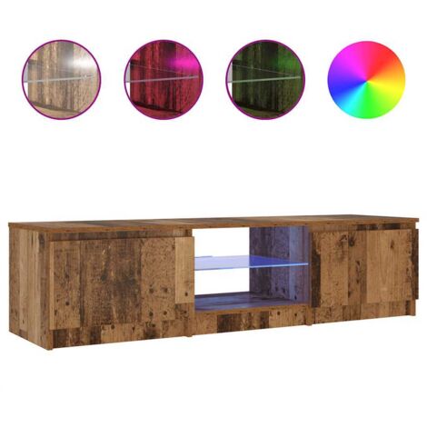 Meuble TV  Banc TV  Armoire TV avec lumières LED vieux bois bois d'ingénierie